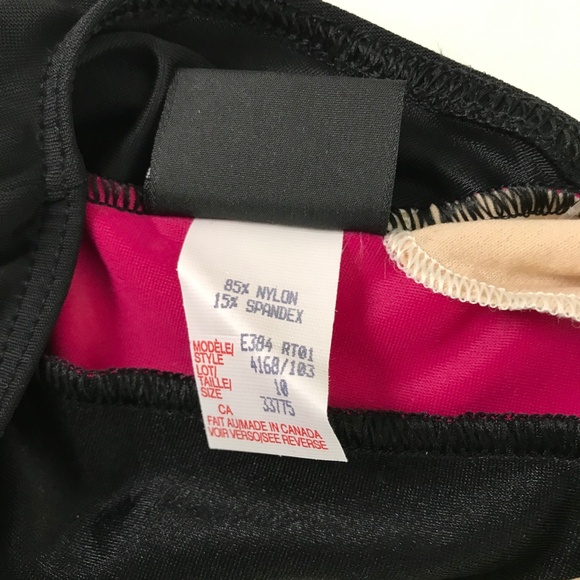 Roots Swim Girls One Piece Swimsuit 10 NWT Black and Magenta Racerback - Picture 6 of 8